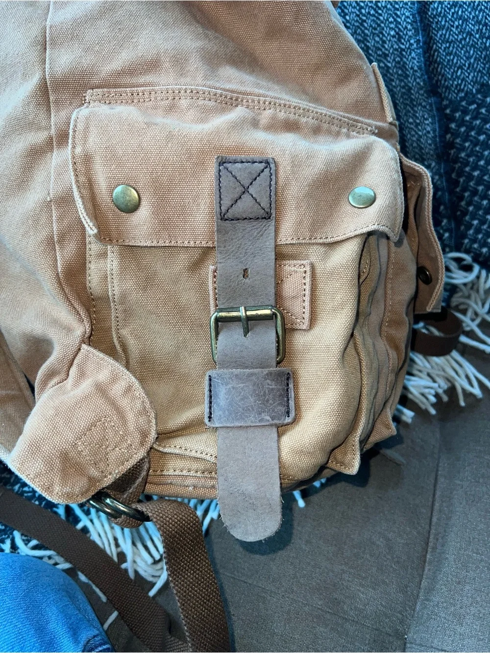 Vintage desertwolf Canvas Backpack in Tan - Casual Men’s Daypack